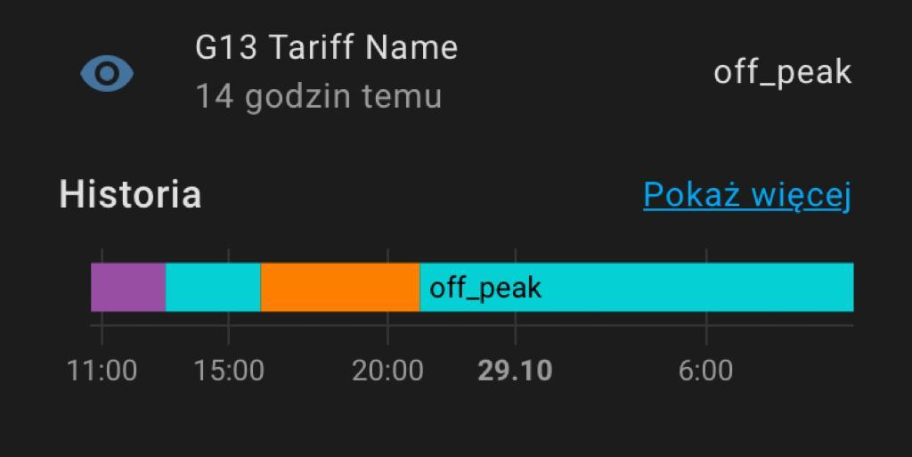 G13 Tariff Name in Home Assistant